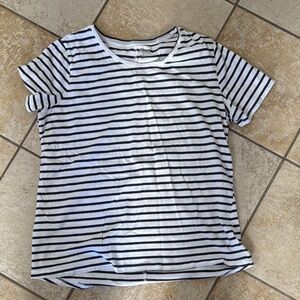 Navy Blue and White Striped T-Shirt